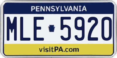PA license plate MLE5920