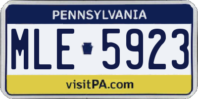 PA license plate MLE5923
