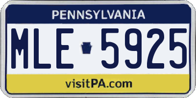 PA license plate MLE5925