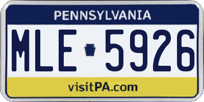 PA license plate MLE5926