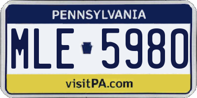 PA license plate MLE5980