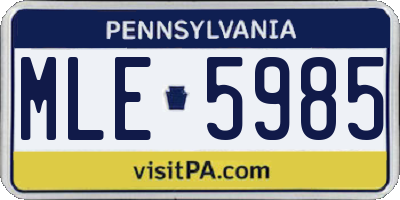 PA license plate MLE5985
