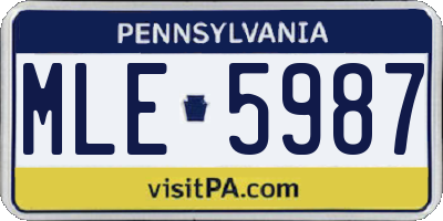 PA license plate MLE5987
