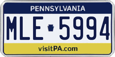 PA license plate MLE5994