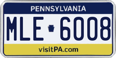 PA license plate MLE6008