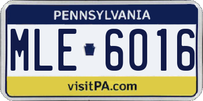 PA license plate MLE6016