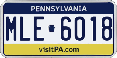 PA license plate MLE6018