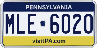 PA license plate MLE6020