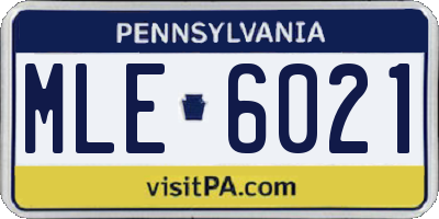 PA license plate MLE6021