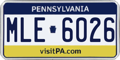 PA license plate MLE6026