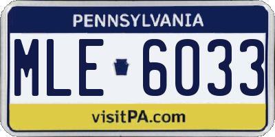 PA license plate MLE6033