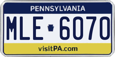PA license plate MLE6070