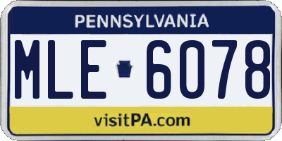 PA license plate MLE6078
