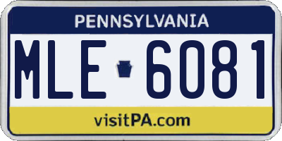 PA license plate MLE6081
