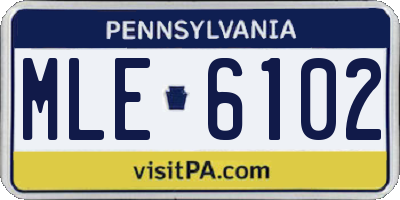 PA license plate MLE6102