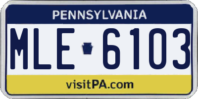 PA license plate MLE6103