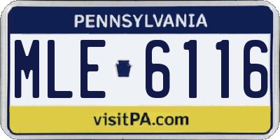 PA license plate MLE6116