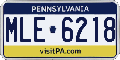 PA license plate MLE6218