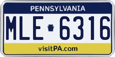 PA license plate MLE6316