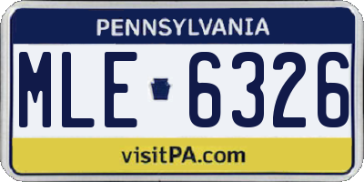 PA license plate MLE6326