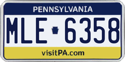 PA license plate MLE6358