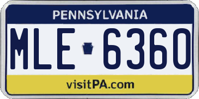 PA license plate MLE6360