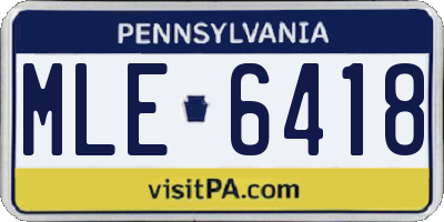 PA license plate MLE6418
