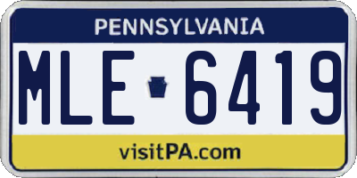 PA license plate MLE6419