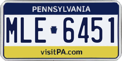 PA license plate MLE6451
