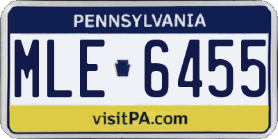 PA license plate MLE6455