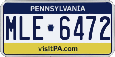 PA license plate MLE6472
