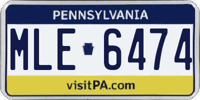PA license plate MLE6474