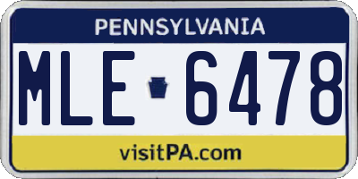 PA license plate MLE6478