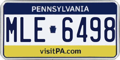 PA license plate MLE6498