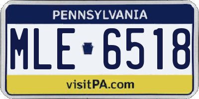 PA license plate MLE6518