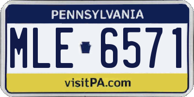 PA license plate MLE6571