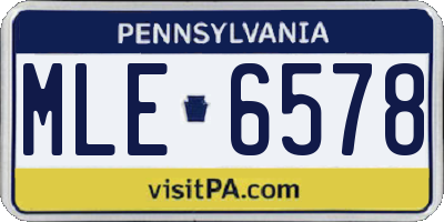 PA license plate MLE6578