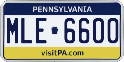 PA license plate MLE6600