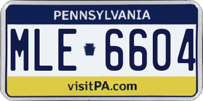 PA license plate MLE6604