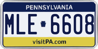 PA license plate MLE6608