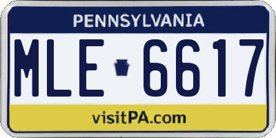PA license plate MLE6617