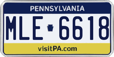 PA license plate MLE6618