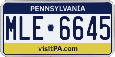 PA license plate MLE6645