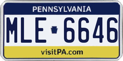 PA license plate MLE6646
