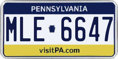 PA license plate MLE6647