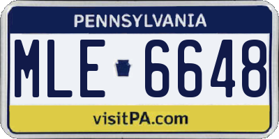 PA license plate MLE6648
