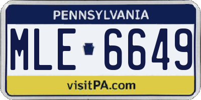 PA license plate MLE6649