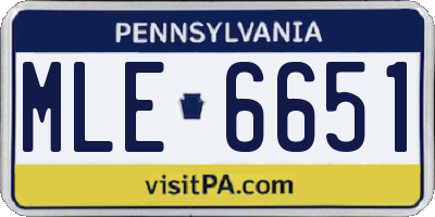 PA license plate MLE6651