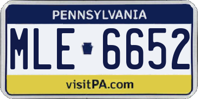 PA license plate MLE6652