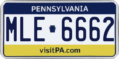 PA license plate MLE6662